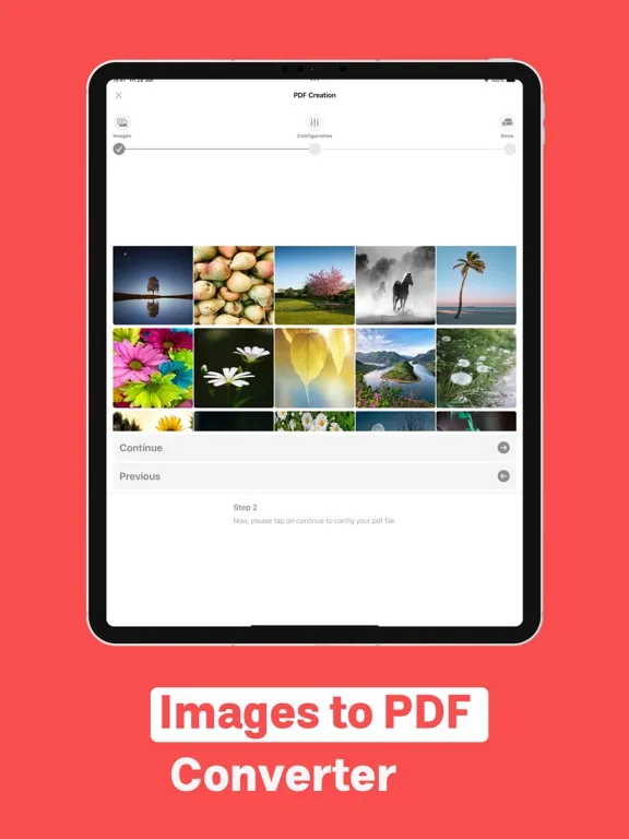 Ảnh chụp màn hình của Images to PDF Converter tool iPad 