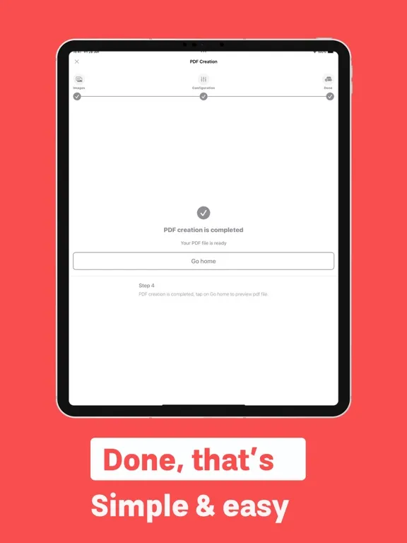 Ảnh chụp màn hình của Images to PDF Converter tool iPad 