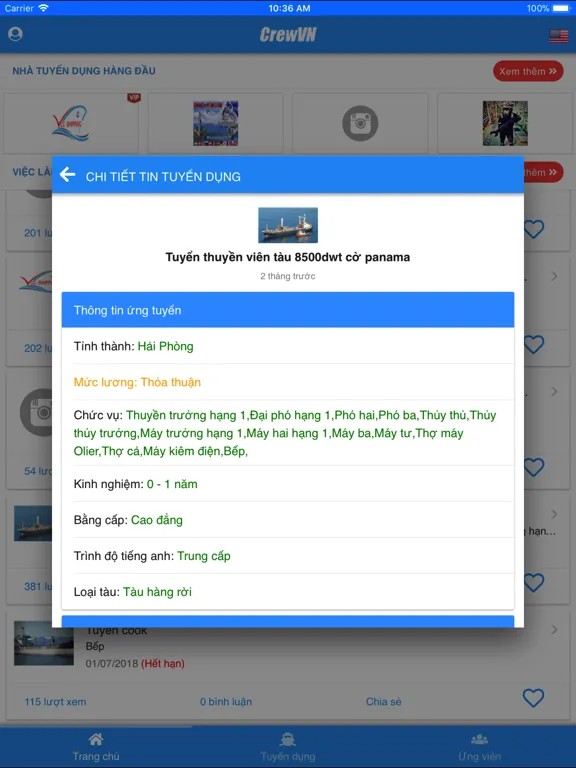 Capturas de tela do Crew - Vietnam Seafarer jobs iPad 
