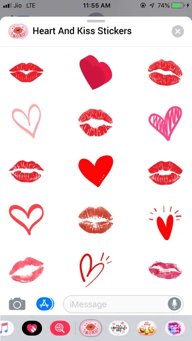 Capturas de tela do Heart and Kiss Stickers