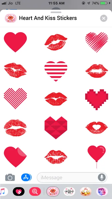 Capturas de tela do Heart and Kiss Stickers