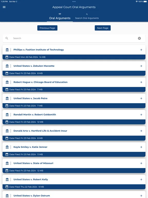 Appeal Court Oral Arguments iPad  Screenshots