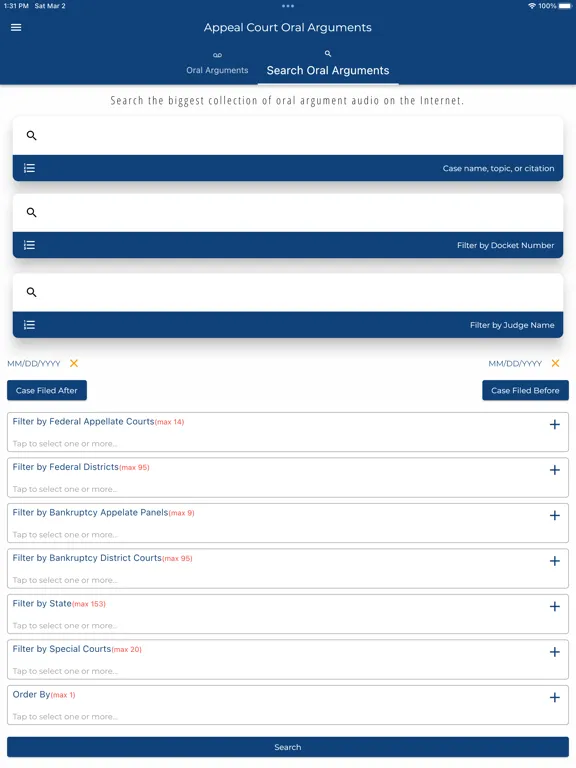 Appeal Court Oral Arguments iPad  Screenshots