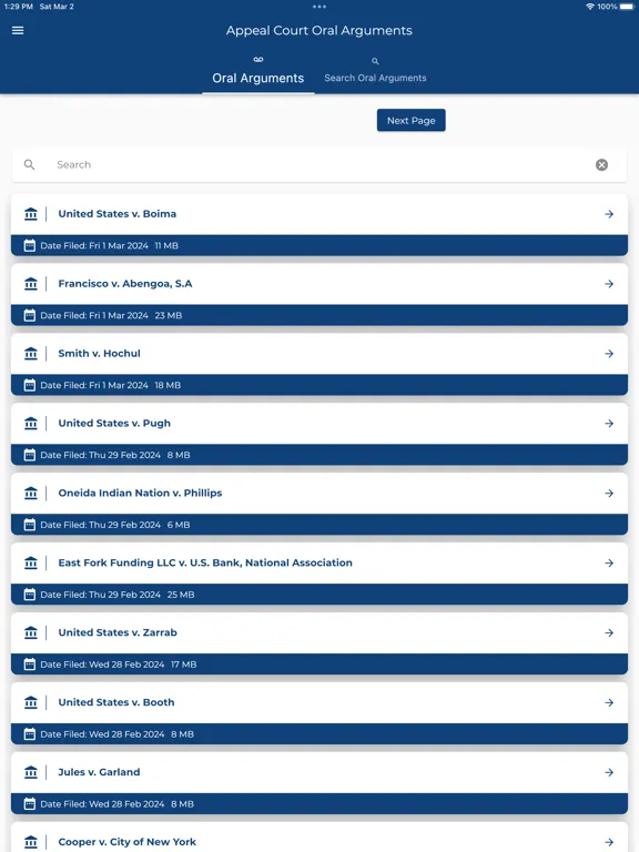 Appeal Court Oral Arguments iPad  Screenshots