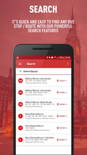 Zrzuty ekranu London Live Bus Times