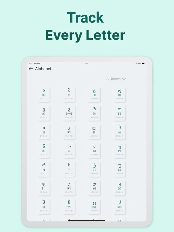 Kartuli - georgian alphabet iPad  سکرین شاٹس