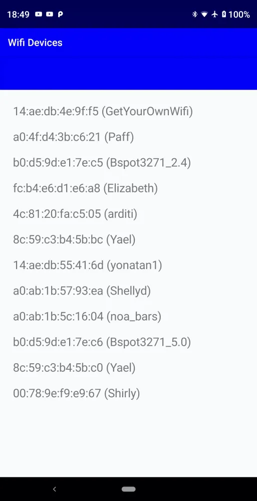 Wifi MAC Address Devices स्क्रीनशॉट