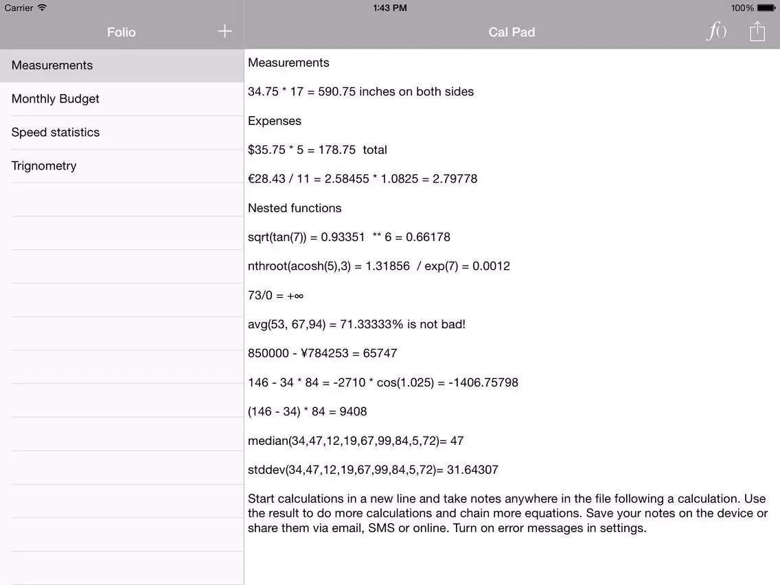 ภาพหน้าจอของ Cal Pad Folio - Calculator & Notepad in one app! iPad 