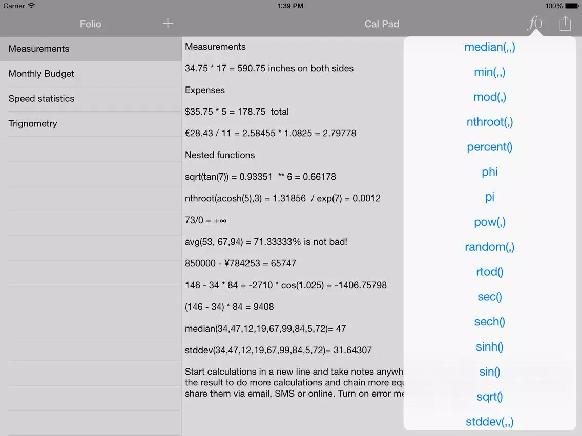 ภาพหน้าจอของ Cal Pad Folio - Calculator & Notepad in one app! iPad 