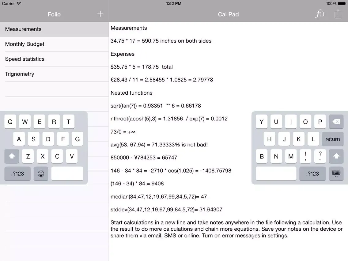 ภาพหน้าจอของ Cal Pad Folio - Calculator & Notepad in one app! iPad 