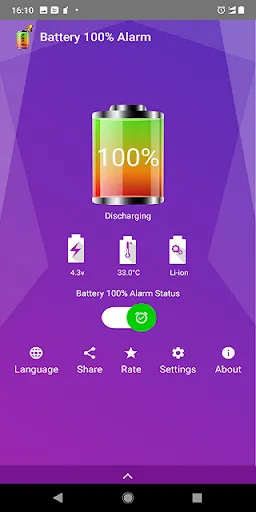 Capturas de tela do Battery 100% Alarm