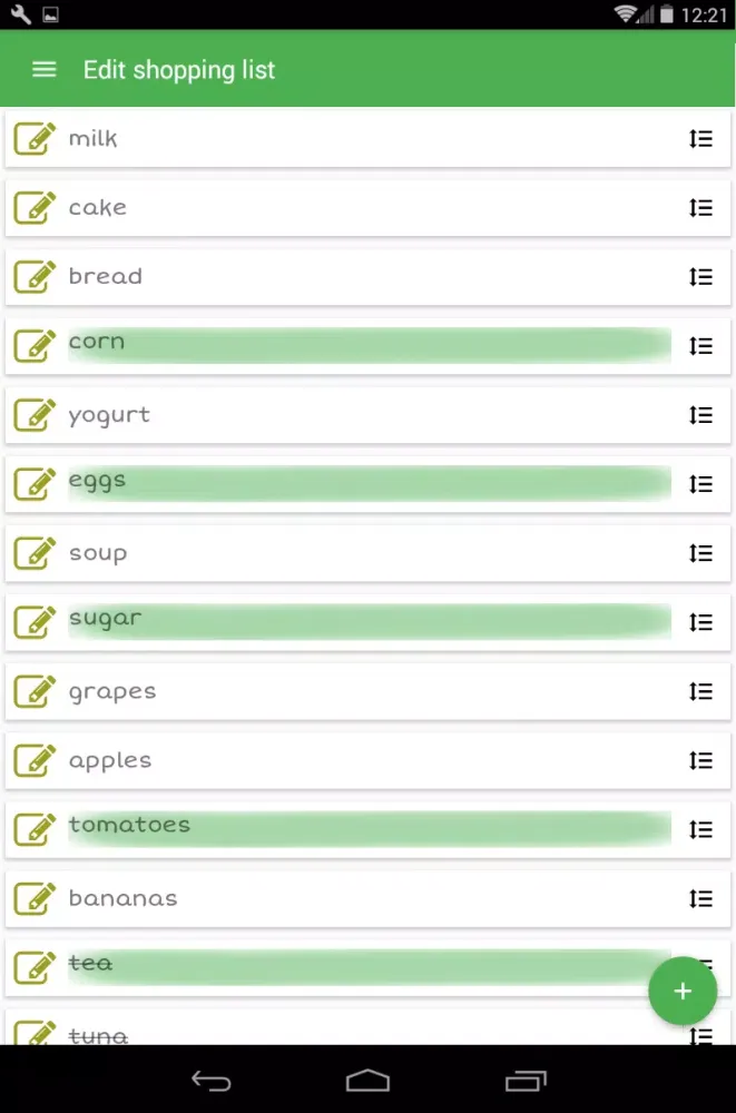 Tangkapan skrin Shopping List
