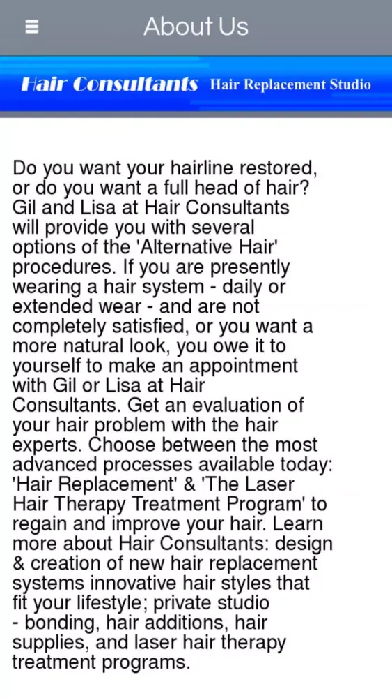 Tangkapan skrin Hair Consultants