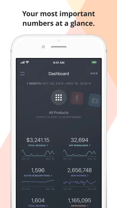 Capturas de tela do Appfigures Analytics