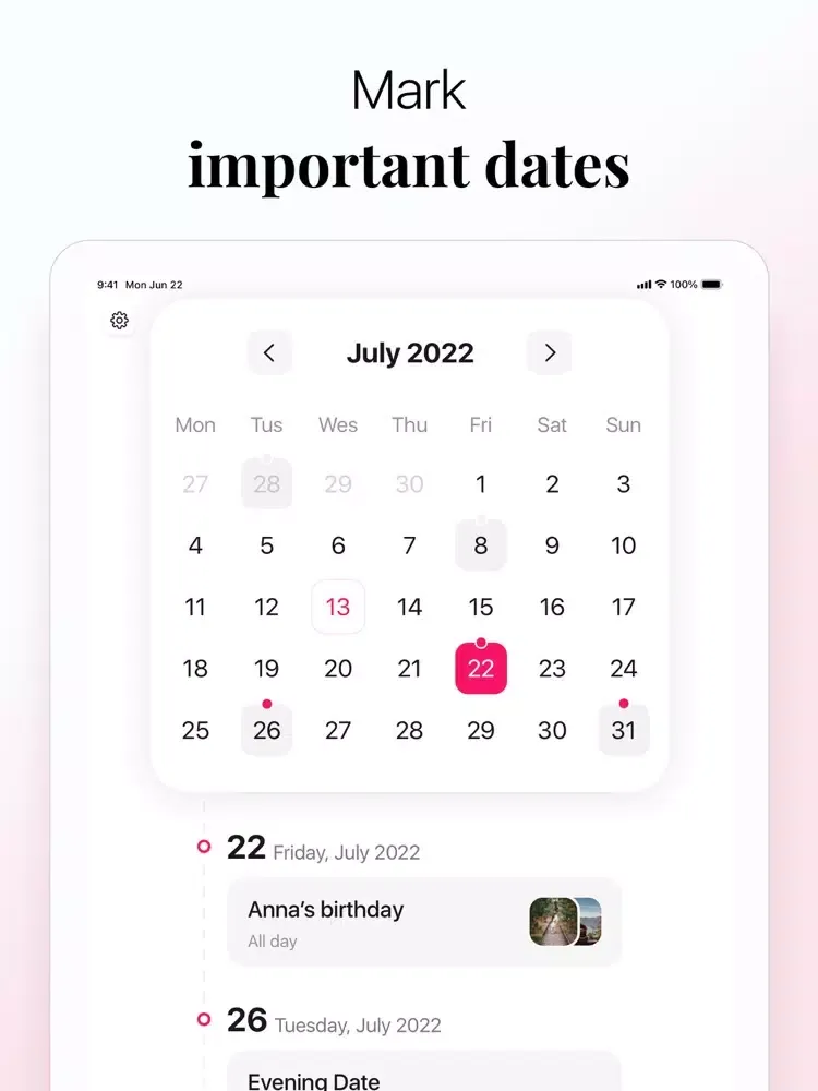 Couple Calendar: Anniversary iPad 应用截图
