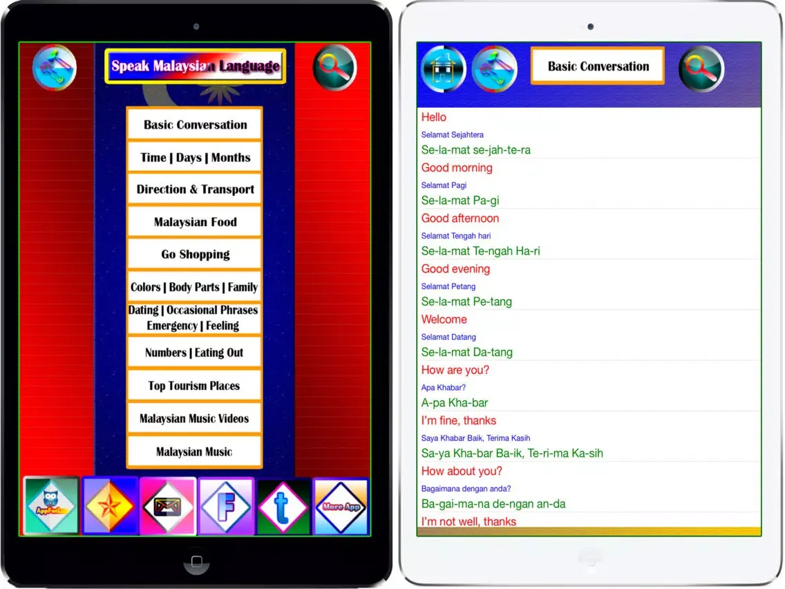Tangkapan skrin Learn to speak Malay Language iPad 
