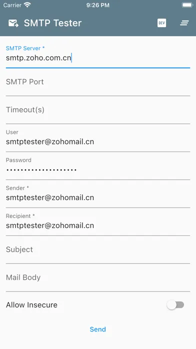 SMTPTester - Test smtp service Screenshots