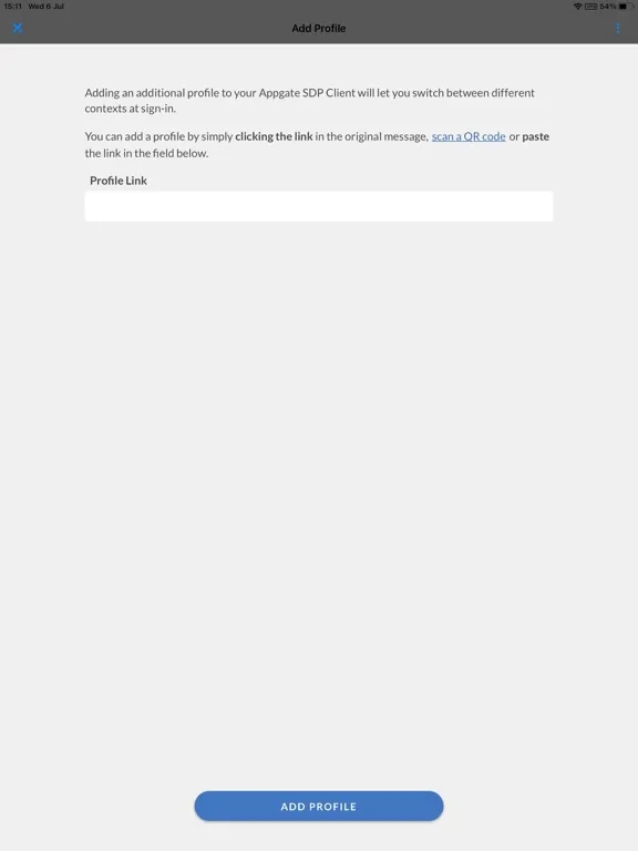 Ảnh chụp màn hình của Appgate SDP Client iPad 