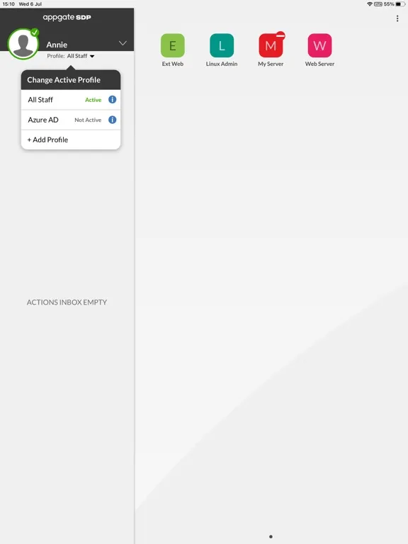 Ảnh chụp màn hình của Appgate SDP Client iPad 