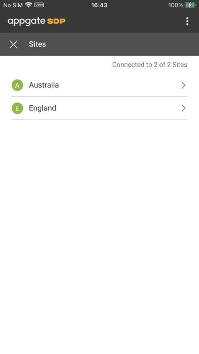 Ảnh chụp màn hình của Appgate SDP Client