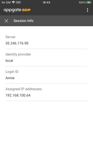Ảnh chụp màn hình của Appgate SDP Client