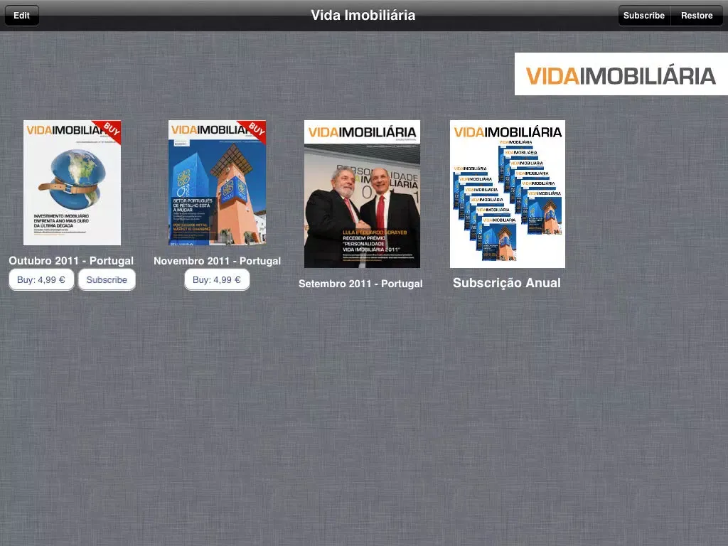 تصاویر Revista Vida Imobiliária (Portugal, Brasil, Angola) iPad 