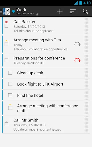 Capturas de tela do Business Tasks