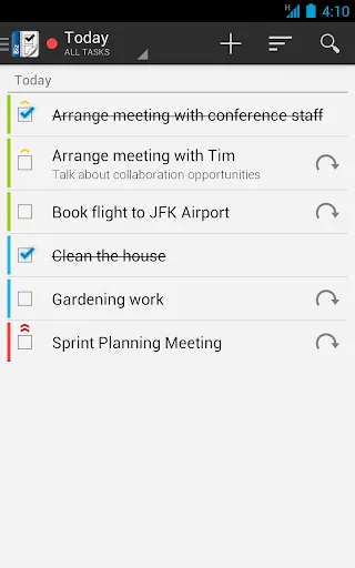 Capturas de tela do Business Tasks
