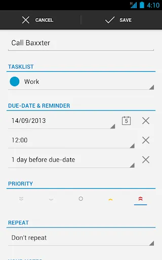 Capturas de tela do Business Tasks