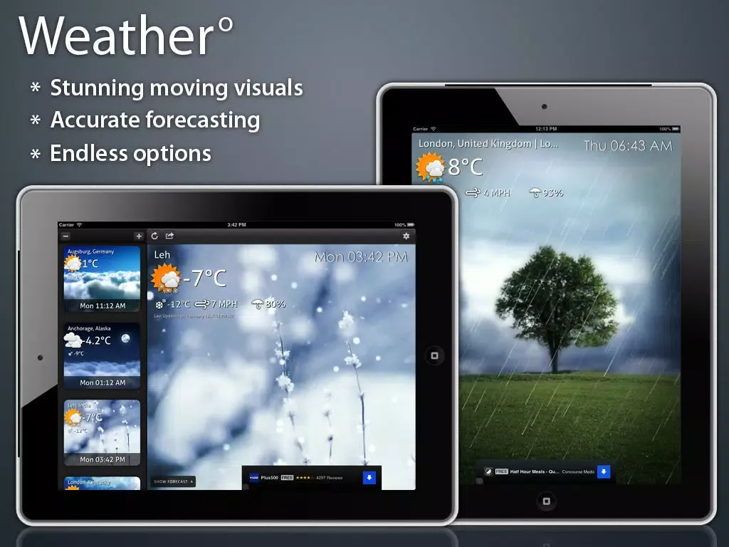 Capturas de tela do Weatherº iPad 