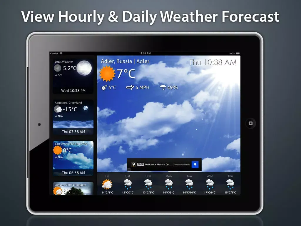 Capturas de tela do Weatherº iPad 