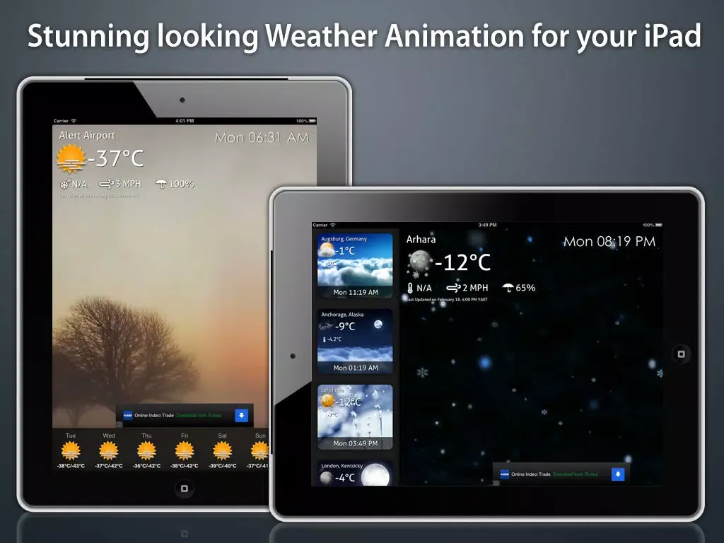 Capturas de tela do Weatherº iPad 