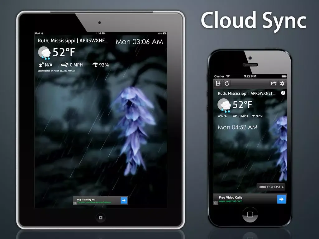 Capturas de tela do Weatherº iPad 