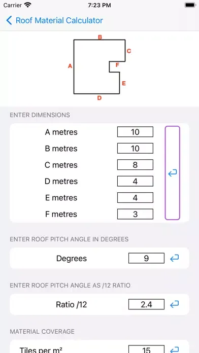Screenshot di Roof Material Calculator