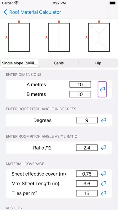 Screenshot di Roof Material Calculator