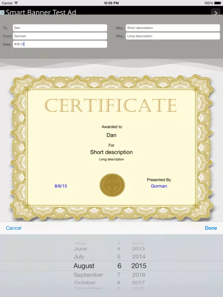 Zrzuty ekranu Certificate Maker! iPad 