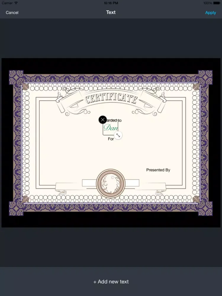 Zrzuty ekranu Certificate Maker! iPad 