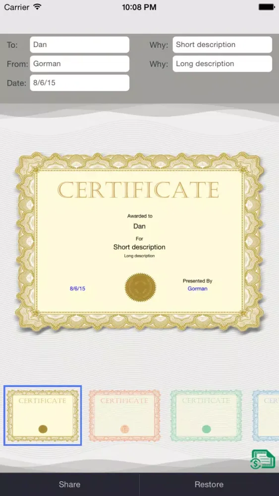 Zrzuty ekranu Certificate Maker!