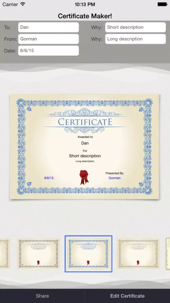 Zrzuty ekranu Certificate Maker!