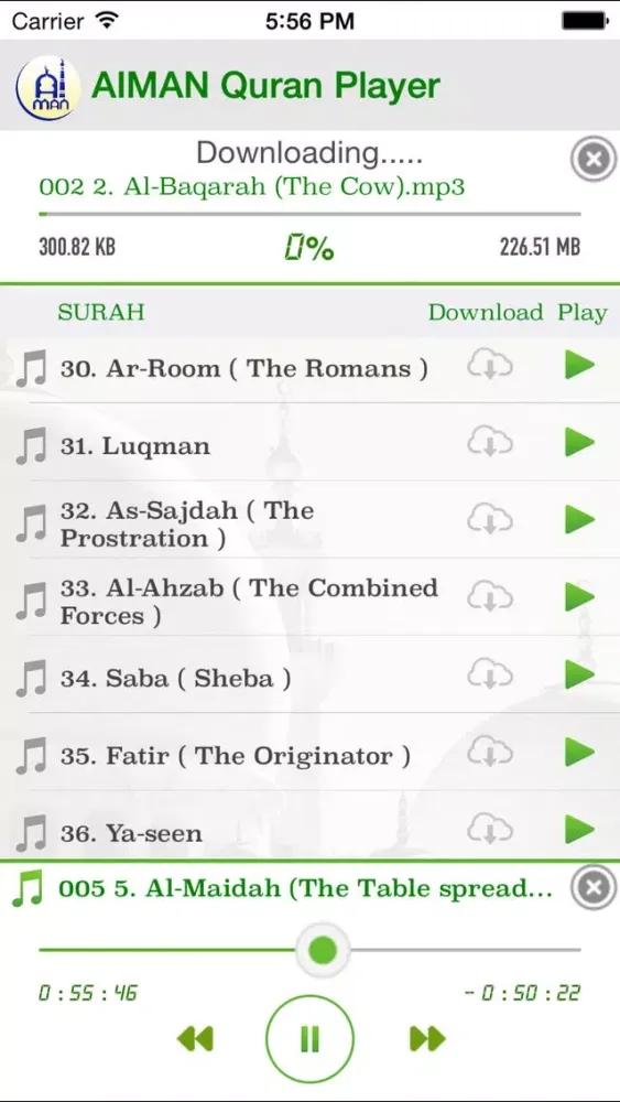 Ảnh chụp màn hình của AIMAN TAMIL QURAN PLAYER