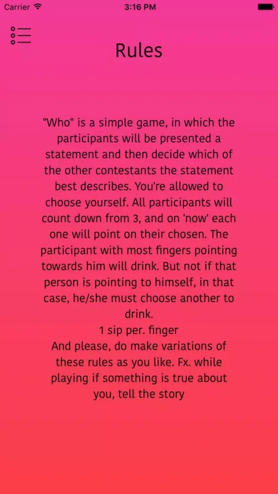 Who? Drinking game Screenshots