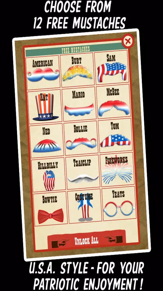 Capturas de tela do American Mustache Booth - Free Patriotic Photo App