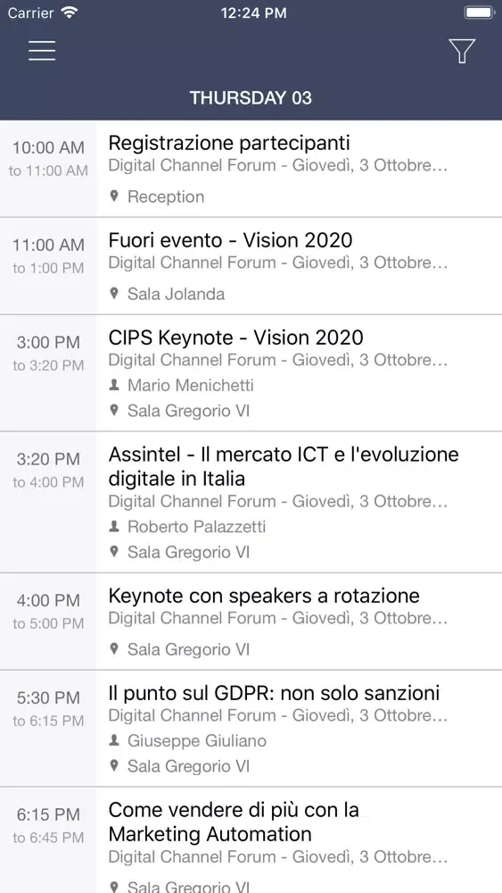 Capturas de tela do Digital Channel Forum Vision