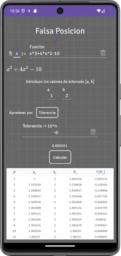 Numerical Methods: Calculator Screenshots