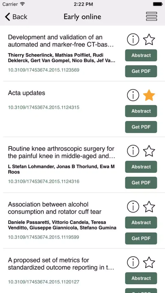 Captures d'écran de Acta Orthopaedica Journal