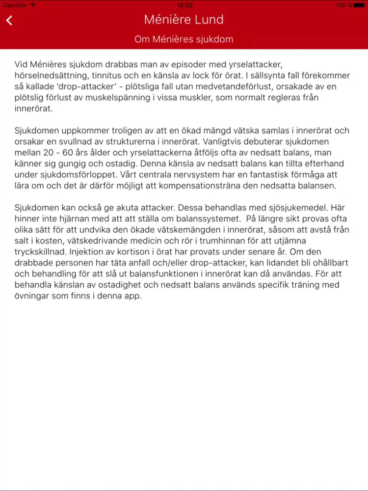 Ménière Lund iPad  Ekran Görüntüleri