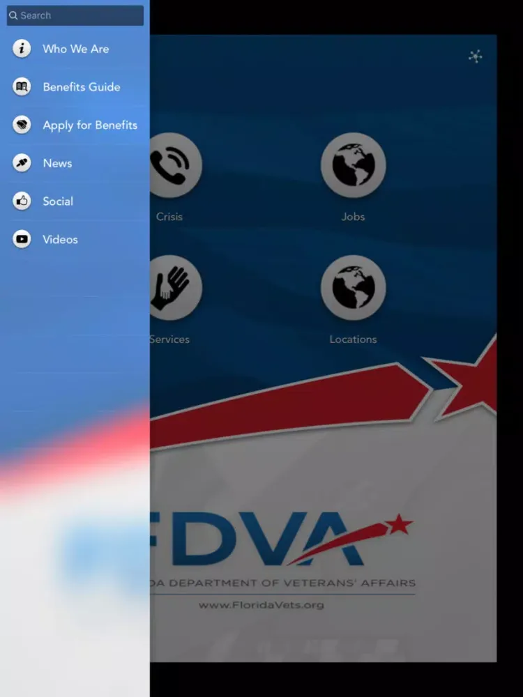 Capturas de tela do Florida Department of Veterans' Affairs iPad 