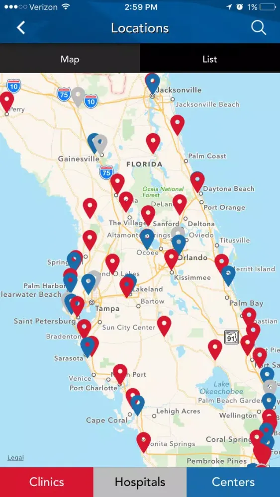 Capturas de tela do Florida Department of Veterans' Affairs