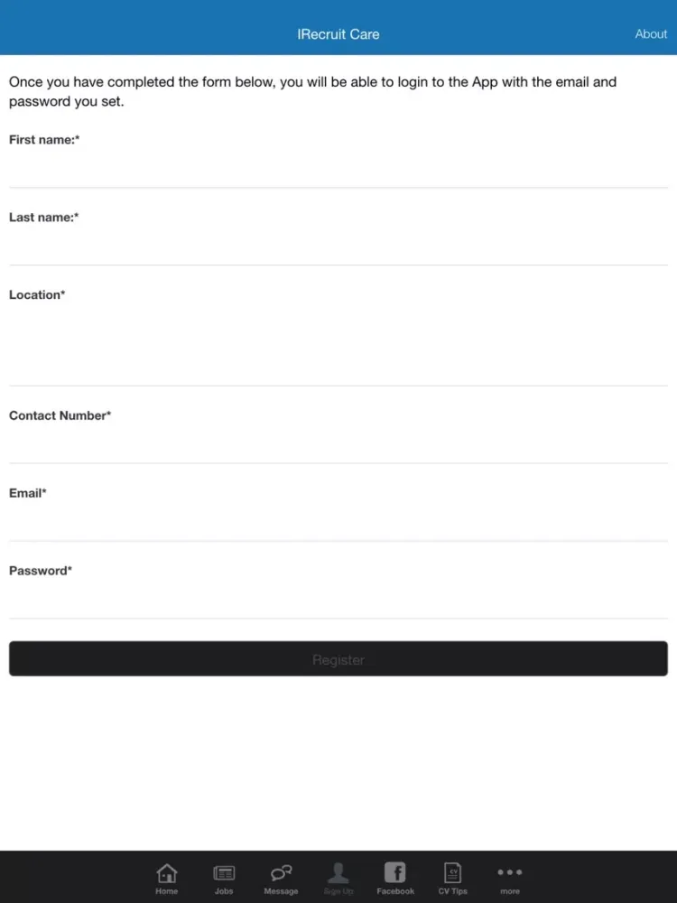 Tangkapan skrin iRecruit Care iPad 