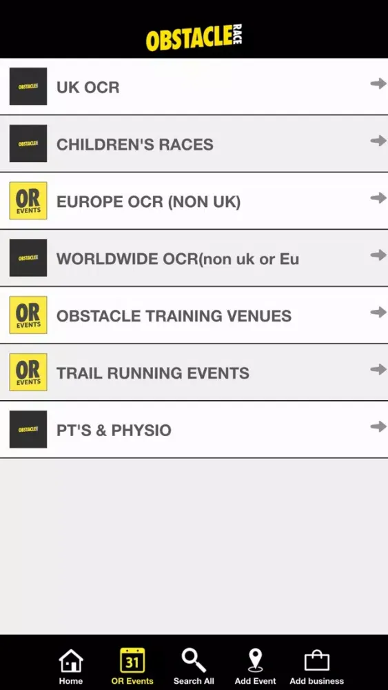 Ảnh chụp màn hình của OBSTACLE RACE MAGAZINE EVENTS